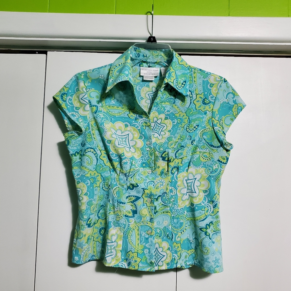 🦋 Worthington Petite Stretch Easy Care Blouse
